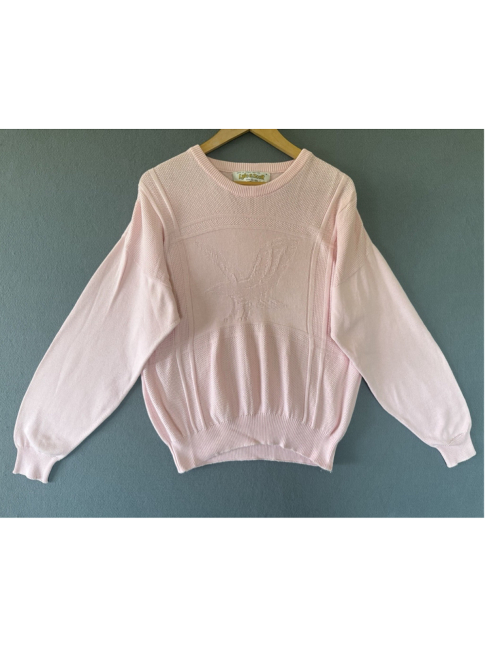 Vintage Lyle & Scott Pink Sweater Made in Scotland Cotton Knit Medium - Picture 5 of 9